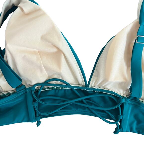 Beach Betty Women's Teal Plunge Lace-Up Bikini Top - Size X-Large - NWT - Picture 4 of 6